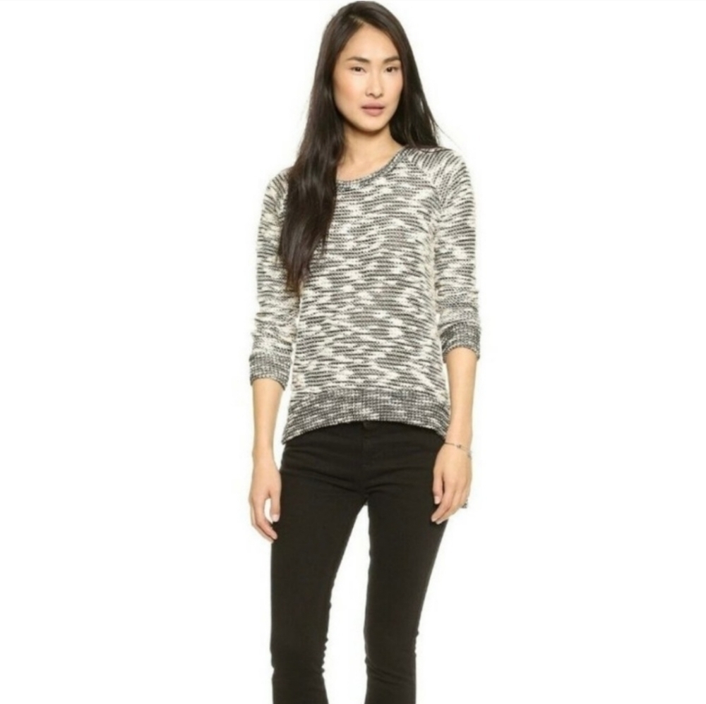 Monrow Alene High Low Hem Knit Textured Pullover‎ Sweater